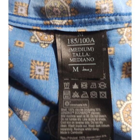 ALLSAINTS Emblem Patterned Relaxed Fit Short Sleeve Blue Shirt NOWT - Picture 7 of 7